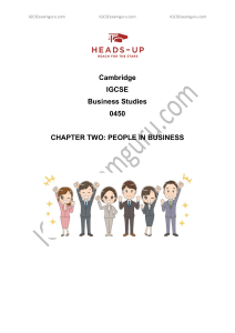 IGCSE Business Studies A  Notes C2 People in Business