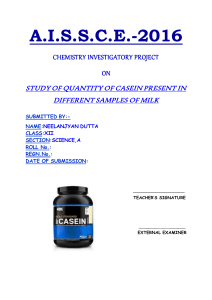 study of quantity of caesin present in different samples of milk