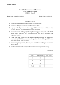 Corporate Finance Practice Exam w/Solutions