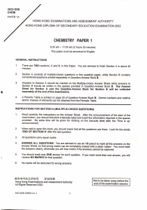 2022 DSE Chemistry Paper 1