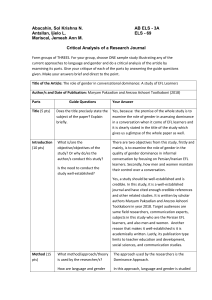 Critical Analysis of a Journal Article