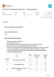 Final Exam Extended Mathematics - Marking Scheme (PV1VM9) (with markscheme)