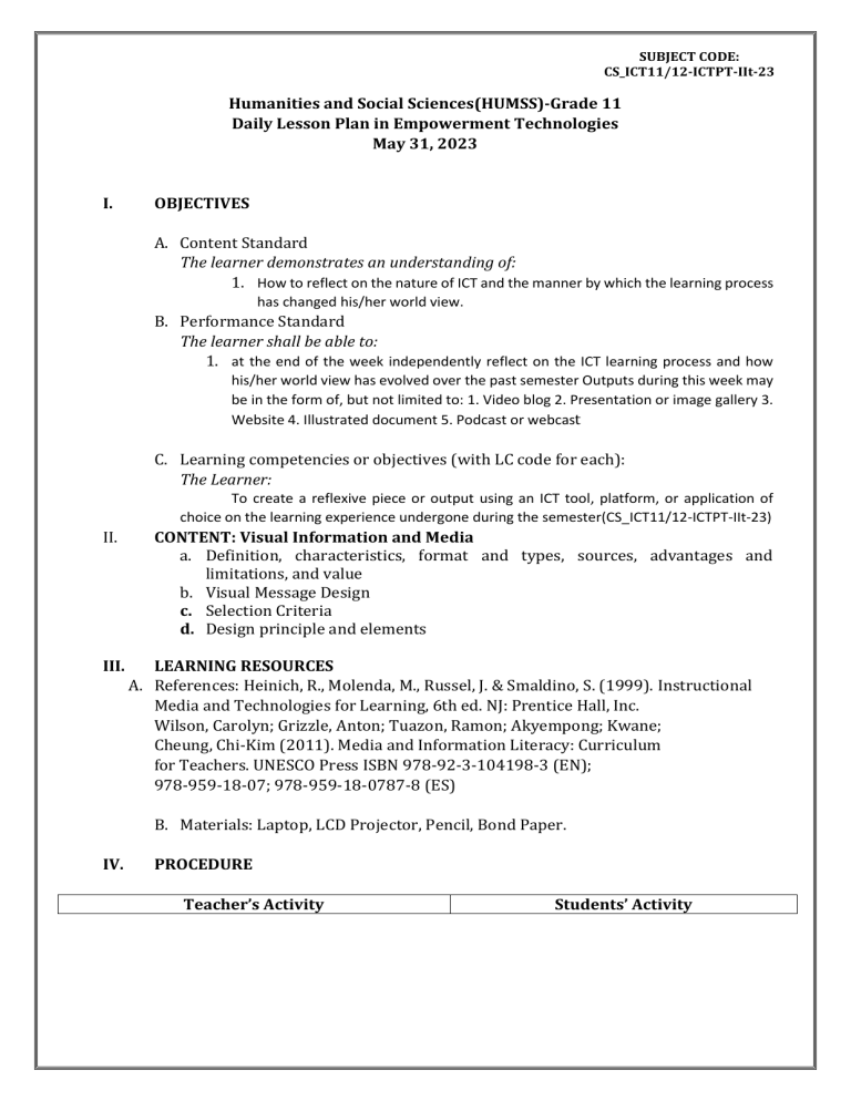 DETAILED LESSON PLAN