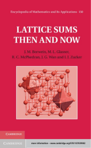 [Encyclopedia of Mathematics and its Applications] Borwein J.M., et al. - Lattice Sums Then and Now (2013, Cambridge University Press)