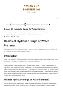 Basics of Hydraulic Surge or Water Hammer   Design and Engineering