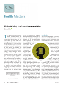 RF Health Safety Limits and Recommendations Health Matters 2023