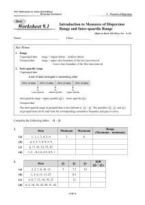 NSS Mathematics in Action 5B Ch 9 Measures of Dispersion Worksheet