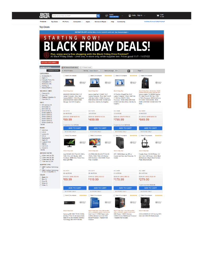 Microcenter Black Friday Early Ad 2022