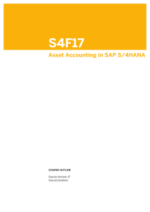 S4F17 EN Col17 ILT FV CO A4 Asset Accounting in SAP S4HANA