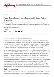 Proper Steam Bypass System Design Avoids Steam Turbine Overheating