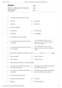 GRADE 6 - Cambridge Primary Checkpoint Science Review 2