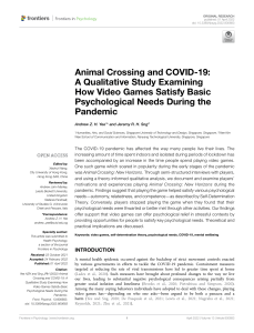 Animal Crossing and COVID-19 A Qualitative Study Examining How Video Games Satisfy Basic Psychological Needs During the Pandemic