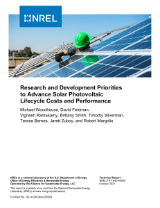 Research and Development Priorities to Advance Solar Photovoltaic Lifecycle Costs and Performance