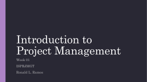 PRJMGT002 - Initial Items for  Project Management