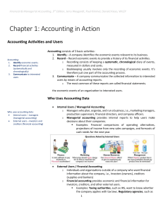 Chapter 1 Notes for Financial & Managerial Accounting, 3rd Edition, Jerry Weygandt, Paul Kimmel, Donald Kieso