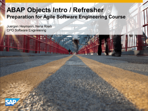 ABAP OO refresher for AgileSE Course