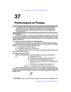 Performance of Pumps