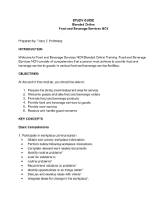 STUDY GUIDE - Food and Beverage Services