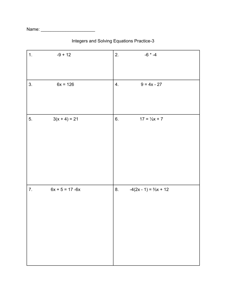 practice and problem solving 1 3 add integers