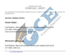 A level Physics formula sheet - AS LEVEL