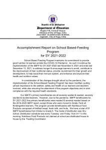 accomplishment feeding report 2021-2022
