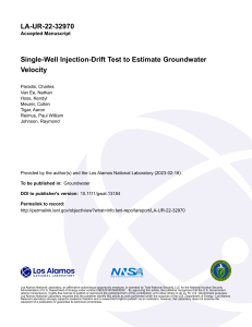 Single well injection to estimate groundwater velocity