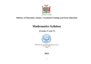 GRADE 8 AND 9 MATHEMATICS SYLLABI