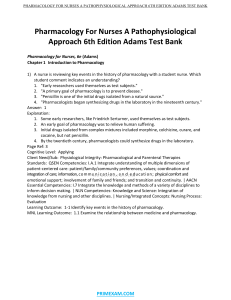 (R)TEST BANK Pharmacology For Nurses A Pathophysiological Approach 6th Edition Adam
