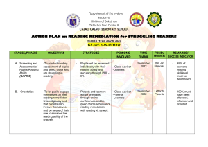 Reading Action Plan on Struggling Learner