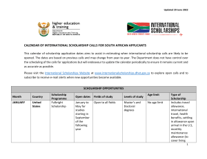 2022.06.29. ANNUAL CALENDAR OF INTERNATIONAL SCHOLARSHIP CALL FOR APPLICATION