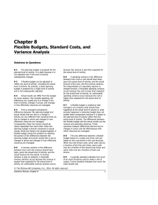 Chapter 8 Flexible Budgets Standard Cost