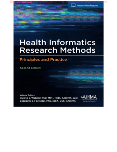 Health Informatics Research Methods Principles and Practice, 2e Valerie Watzlaf, Elizabeth Forrestal