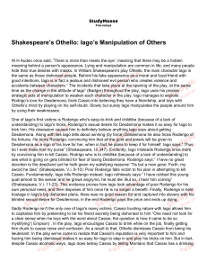 Shakespeare’s Othello  Iago’s Manipulation of Others