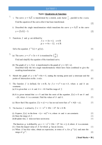 Test 1 (Quadratics & Functions)