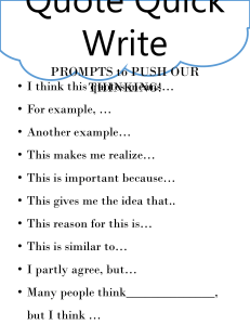 Quick Write Prompts Anchor Chart