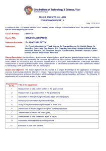 BIO F110 Biology Lab Course Handout