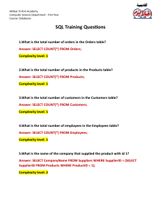 SQL Northwind database questions with answers