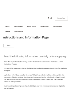 Instructions and Information Page