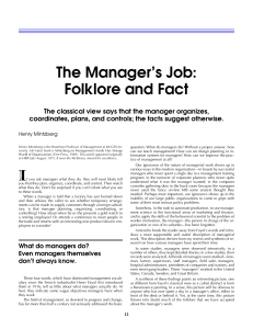 The Manager‘s Job Folklore and Fact