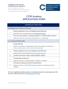 CCIR Academy - Application Form