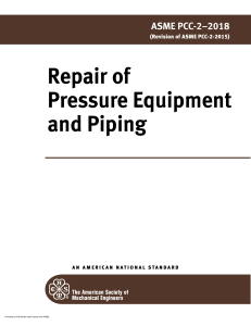 Repair of Pressure Equipment and Piping ASME PCC-2–2018