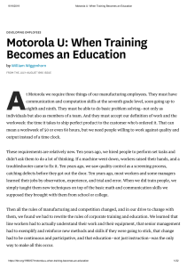Motorola U  When Training Becomes an Education