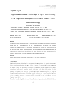 Supplier and Customer Relationships in Toyota Manu