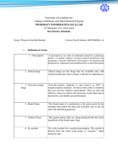 Pharmacy Informatics: Prescriptions & Drug Categories