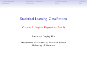 Chapter 2. Logistic Regression (Part I) handout