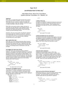 Introduction to PROC SQL in SAS