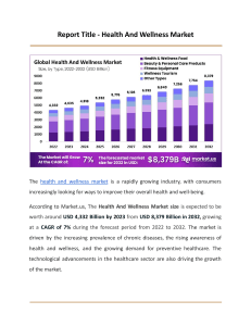 Health And Wellness Market Sales to Top USD 8,379 Bn by 2032; Market.us