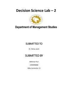 Decision Science Lab Report: Statistical Analysis