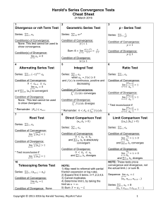 Harolds Series Convergence Tests Cheat Sheet 2016