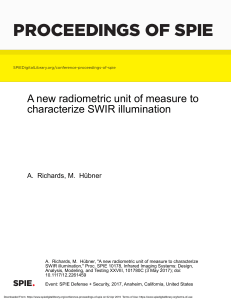 A new radiometric unit of measure to characterize SWIR illumination